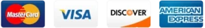 We accept Mastercard, Visa, Discover and American Express